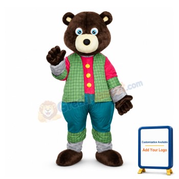 Friendly Cartoon Black Bear Mascot Costume