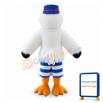 Adult Cartoon White Ibis Bird Long Fur Mascot Costume