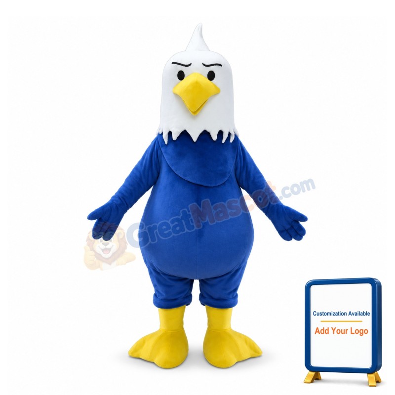 Adult Cartoon Blue Bald Eagle Mascot Costume
