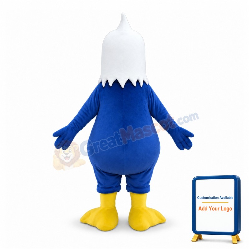 Adult Cartoon Blue Bald Eagle Mascot Costume