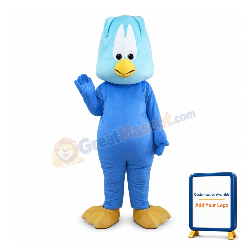 Cute Cartoon Blue Bird Mascot Adult Costume