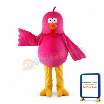 Adult Cartoon Pink Hen Mascot Costume