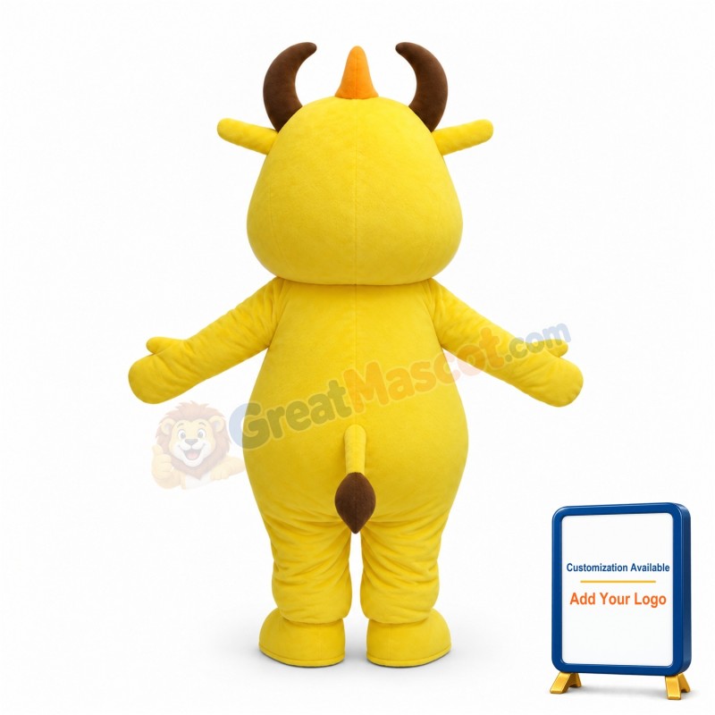 Cute Cartoon Yellow Bull Mascot Adult Costume