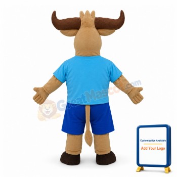 Adult Cartoon Brown Buffalo Mascot Costume