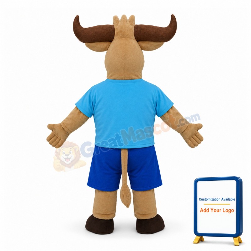 Adult Cartoon Brown Buffalo Mascot Costume