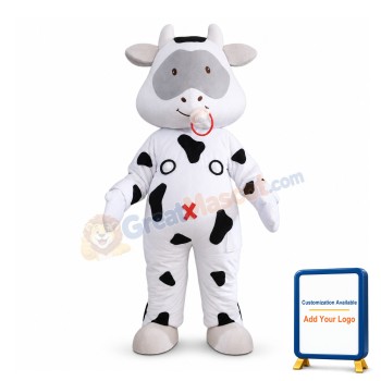 Cute Cartoon Baby Cow With Nipple Mascot Costume 