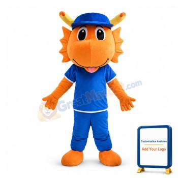 Lovely Cartoon Orange Dragon Mascot Adult Costume
