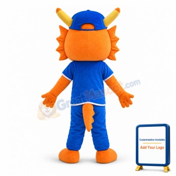 Lovely Cartoon Orange Dragon Mascot Adult Costume