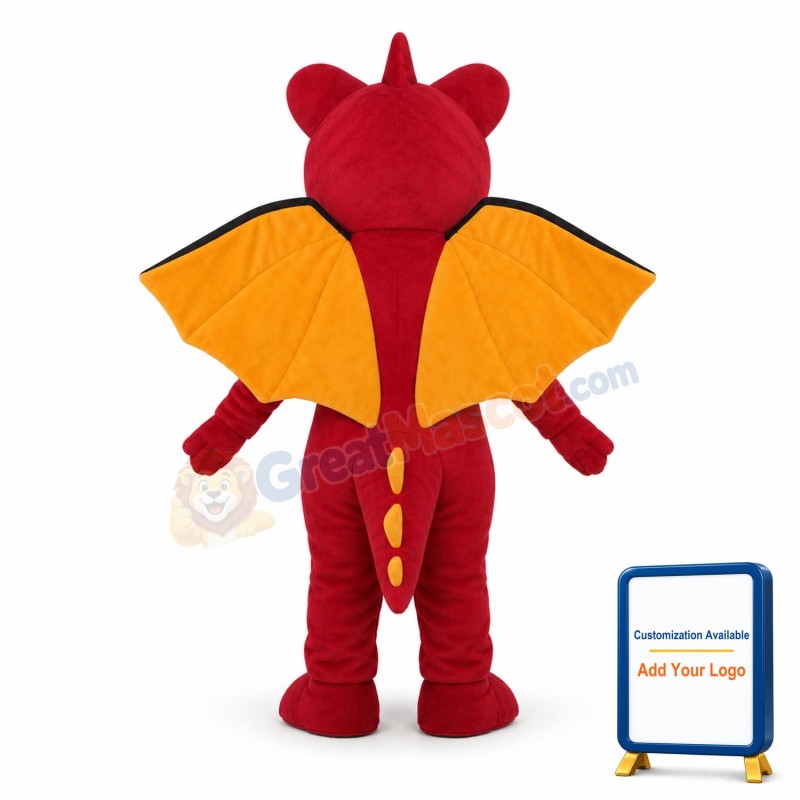 Adult Cartoon Red Dragon Mascot Costume