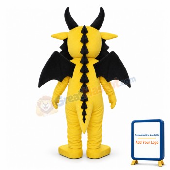 Adult Cartoon Yellow Dragon Mascot Costume