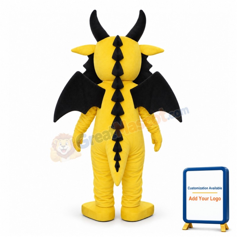 Adult Cartoon Yellow Dragon Mascot Costume