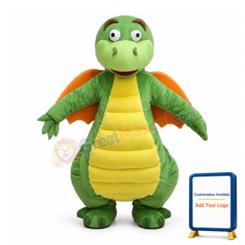 Adult Cartoon Green Baby Dragon Mascot Costume