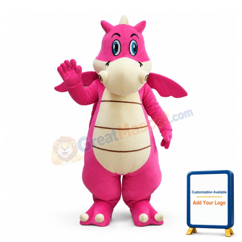 Adult Cartoon Pink Dragon Lightweight Mascot Costume