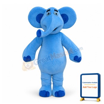 Adult Blue Elephant Cartoon Mascot Costume