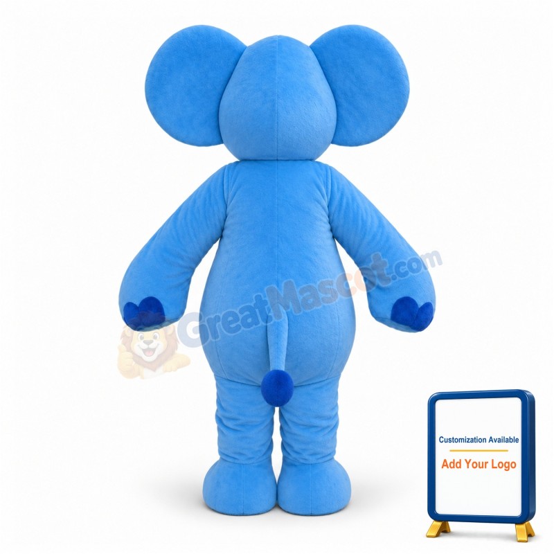 Adult Blue Elephant Cartoon Mascot Costume
