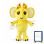 Cute Cartoon Yellow Elephant With Yellow Bow Hairpin Mascot Costume