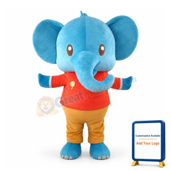 Cute Cartoon Blue Elephant Lightweight Mascot Adult Costume