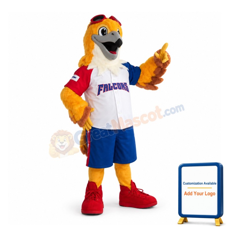 Sport Orange Falcon Mascot Costume