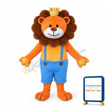 Adult Cartoon King Orange Lion Mascot Costume