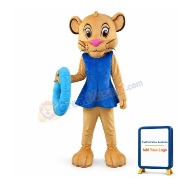 Cartoon Little Lion Girl With Lifebuoy Mascot Costume