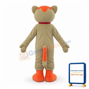 Gray & Orange Cat With Red Bow Tie Mascot Costume