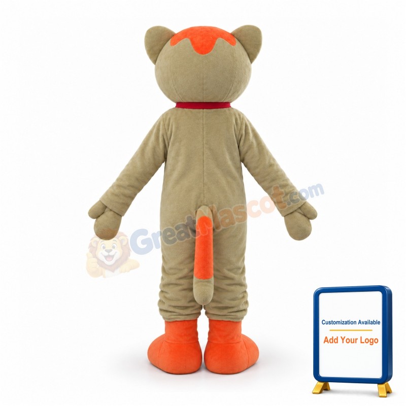 Gray & Orange Cat With Red Bow Tie Mascot Costume