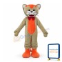 Gray & Orange Cat With Red Bow Tie Mascot Costume