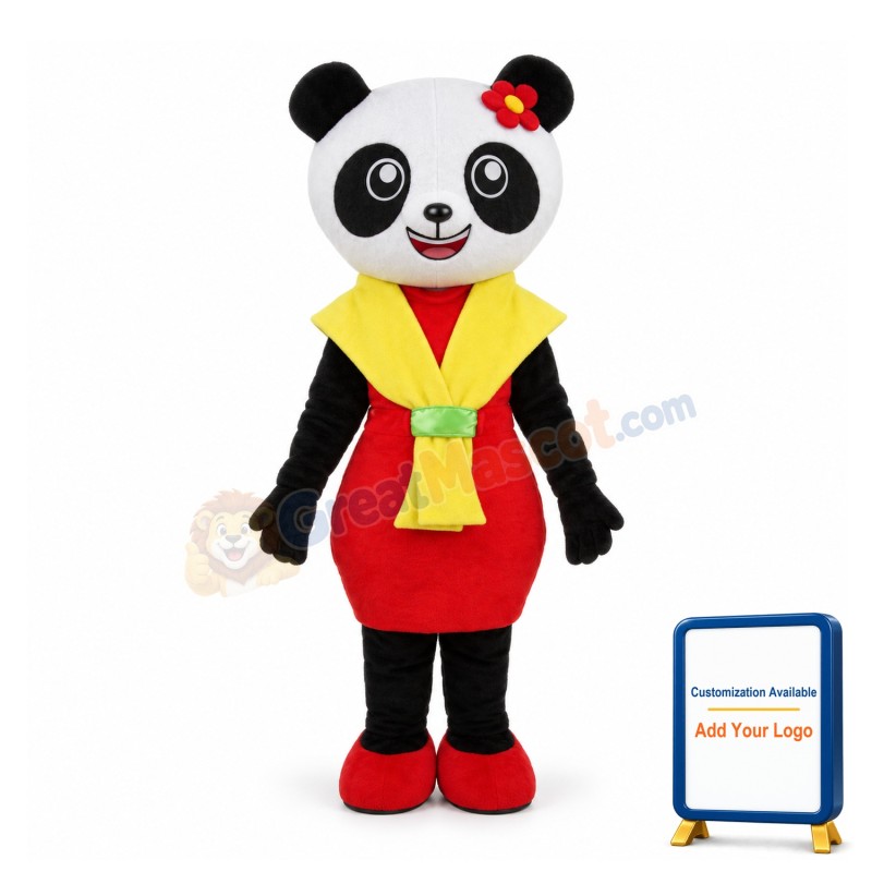 Happy Lady Panda Mascot Costume