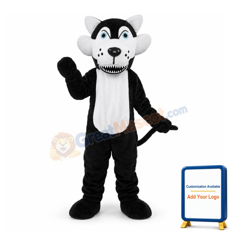 Thin Teeth Black Wolf Mascot Costume