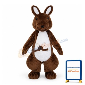 Dark Brown Kangaroo With Kangaroo Cub Mascot Adult Costume