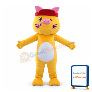Cute Cartoon Yellow Cat Mascot Costume For Adult