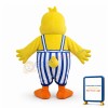 Fat Cartoon Yellow Duck In Striped Overalls Mascot Adult Costume