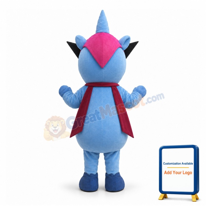 Cool Cartoon Blue Unicorn Mascot Adult Costume