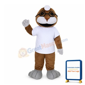 Cartoon Adult Brown Seal Lion Mascot Costume 