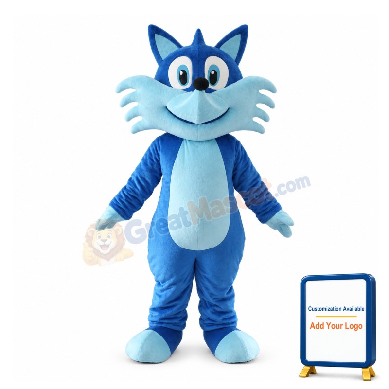 Cartoon Blue Fox Mascot Adult Costume