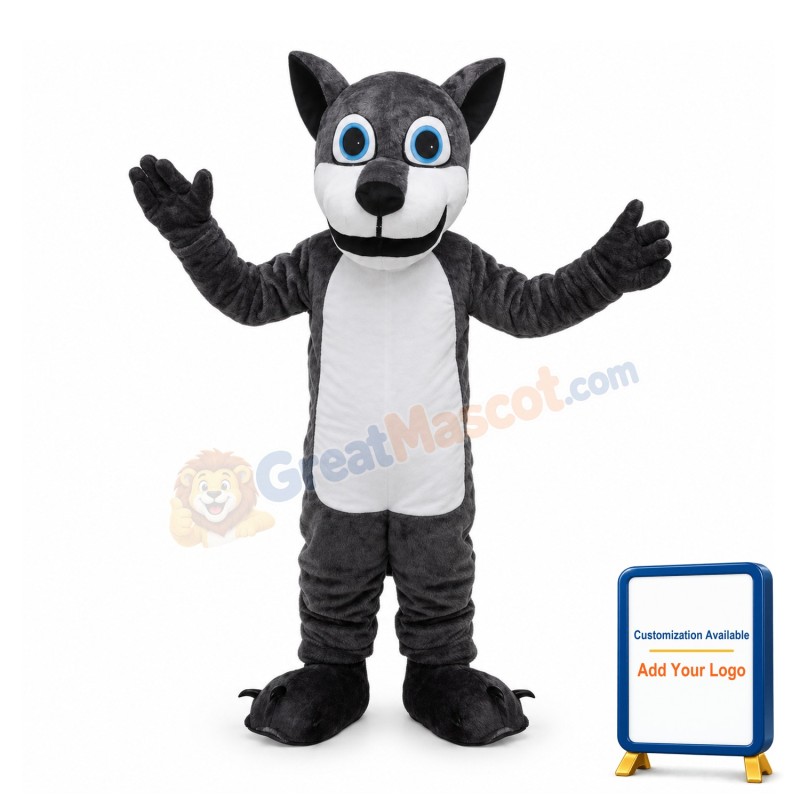 Dark Gray Wolf Mascot Adult Costume