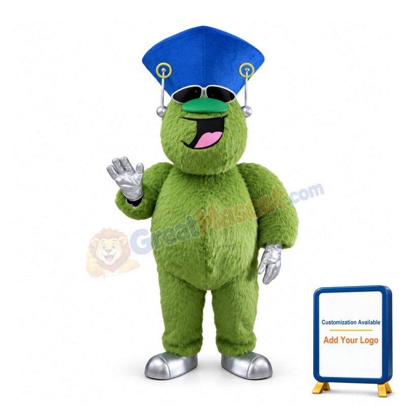 Cool Cartoon Green Furry Monster Mascot Costume