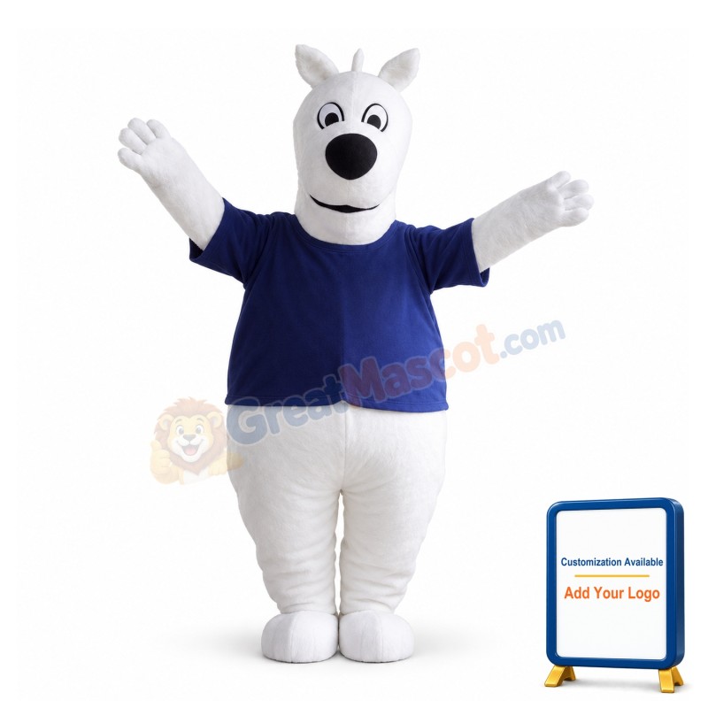 Fat Cartoon White Dog Mascot Costume
