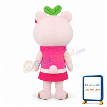 Cute Cartoon Pink Bear Girl Mascot Costume