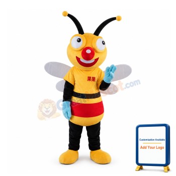 Cartoon Red Nose Honeybee Mascot Adult Costume