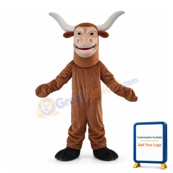 Happy Brown Texas Longhorn Mascot Adult Costume