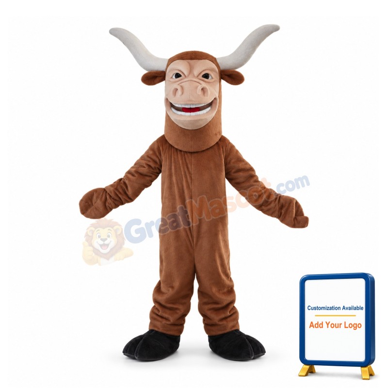 Happy Brown Texas Longhorn Mascot Adult Costume