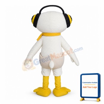 Cartoon Music Beige Duck In Broken Eggshell Mascot Costume