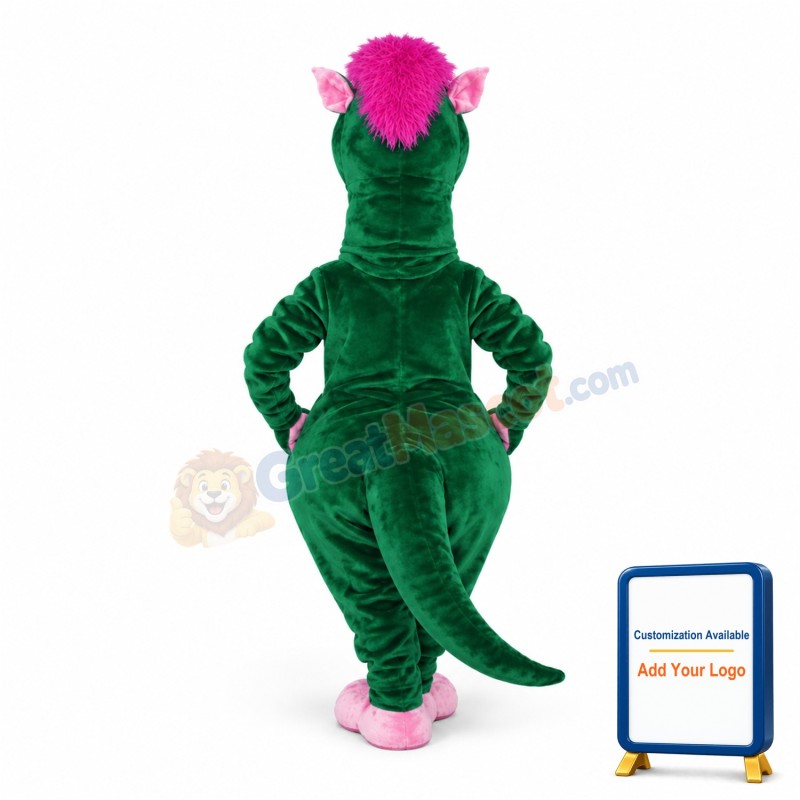 Green Girl Dinosaur Plush Mascot Adult Costume