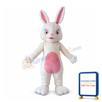 Adult Plush Beige Rabbit Mascot Costume