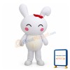 Cute Cartoon White Rabbit With Red Hairpin Mascot Adult Costume