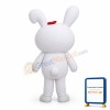 Cute Cartoon White Rabbit With Red Hairpin Mascot Adult Costume
