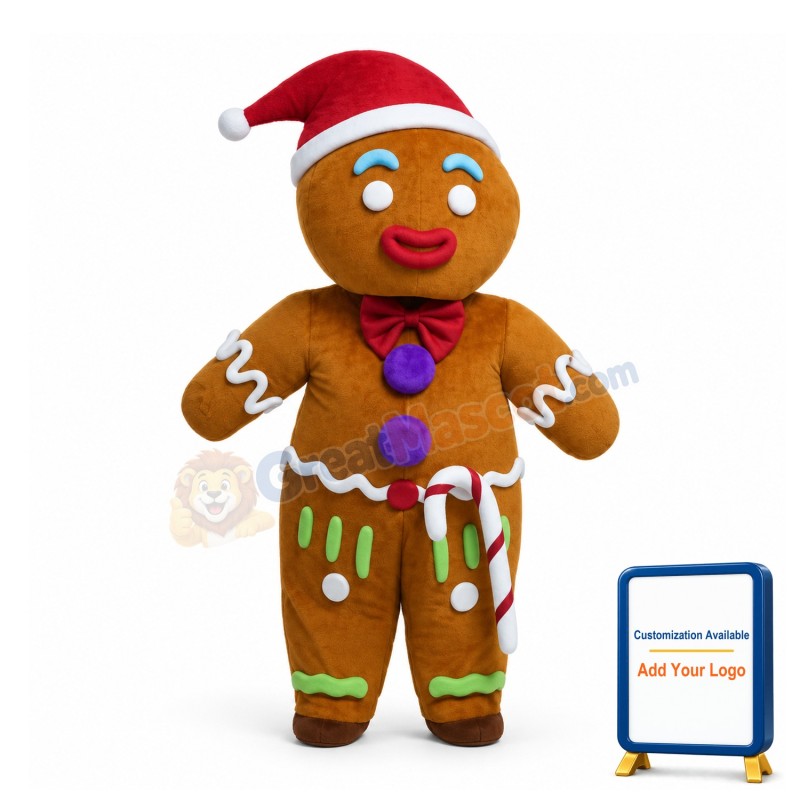 Christmas Brown Gingerbread Man Mascot Adult Costume
