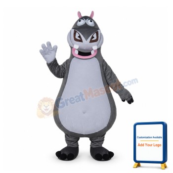 Adult Cartoon Grey Hippo Lightweight Mascot Costume