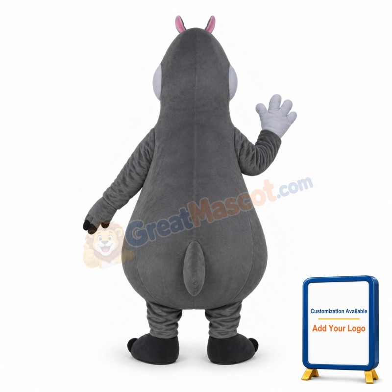 Adult Cartoon Grey Hippo Lightweight Mascot Costume